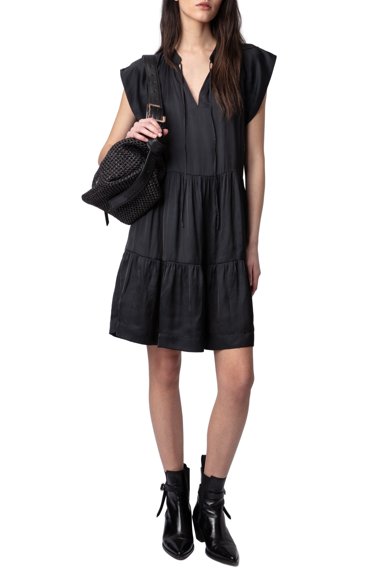Rito Satin Dress | Black