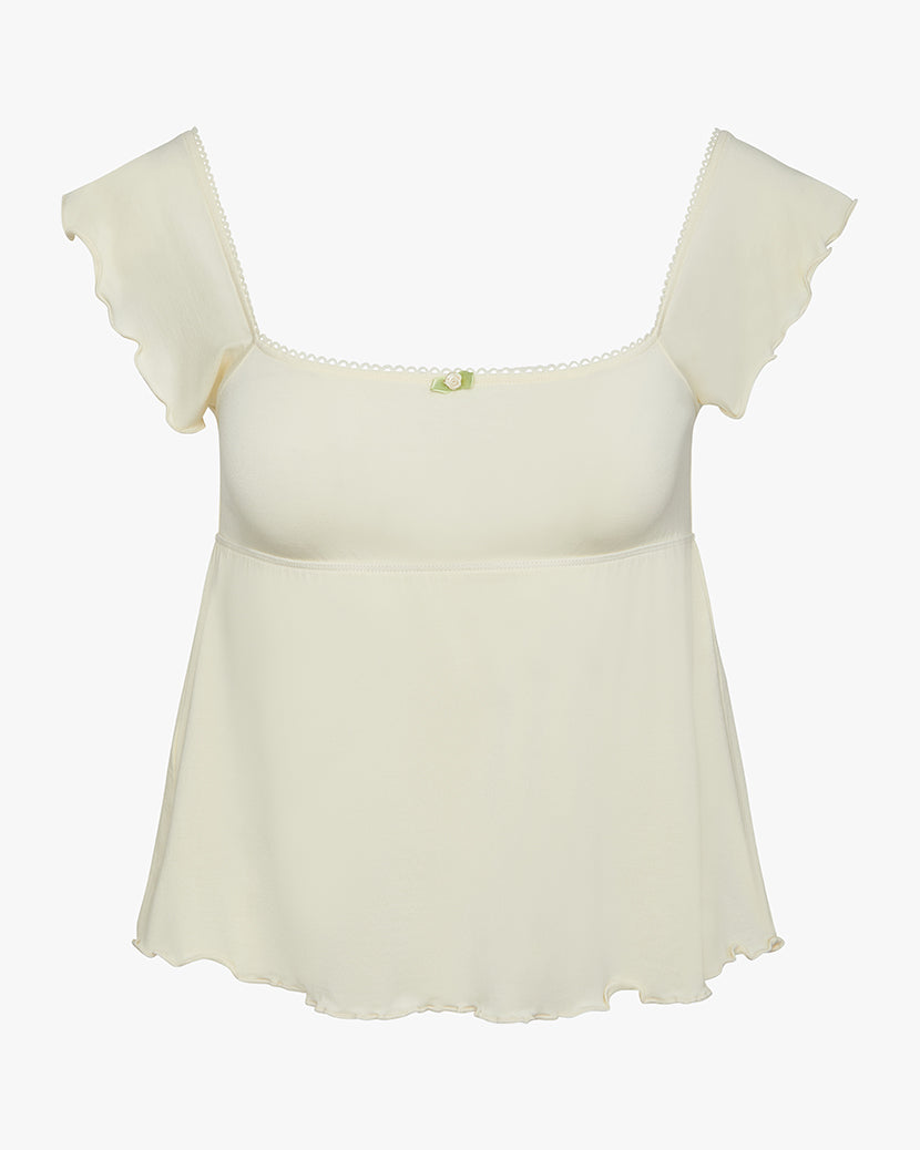 Square Neck Babydoll Top | Antique White