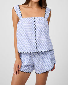 Scallop Button Front Tank Top | Baby Blue