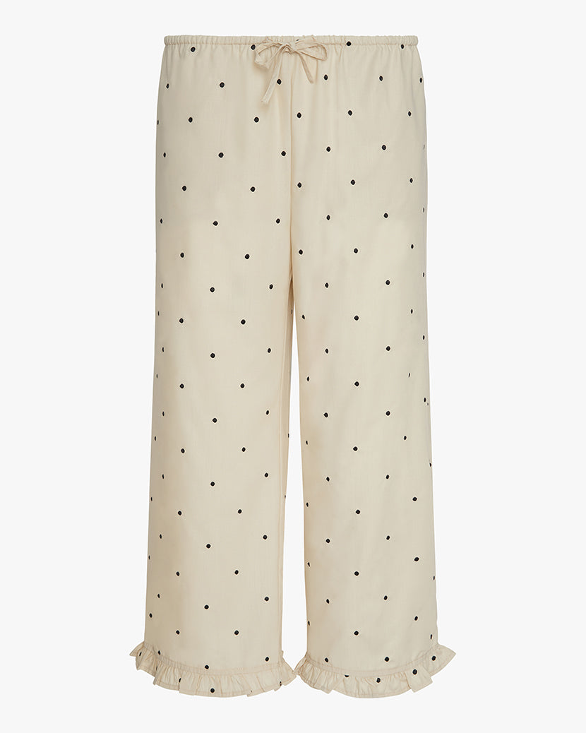 Ruffle Pull-On Pants | Oat/Black