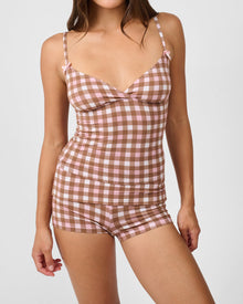 Crossover Cami Tank Top | Pink/Brown