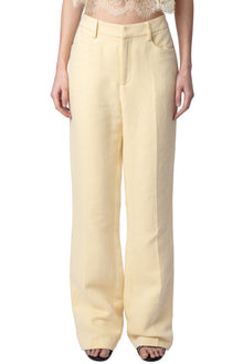 Pistol Linen Lurex Pants | Light Yellow