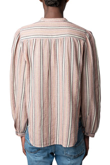 Teda Raye Embroidery Shirt | Pink Striped