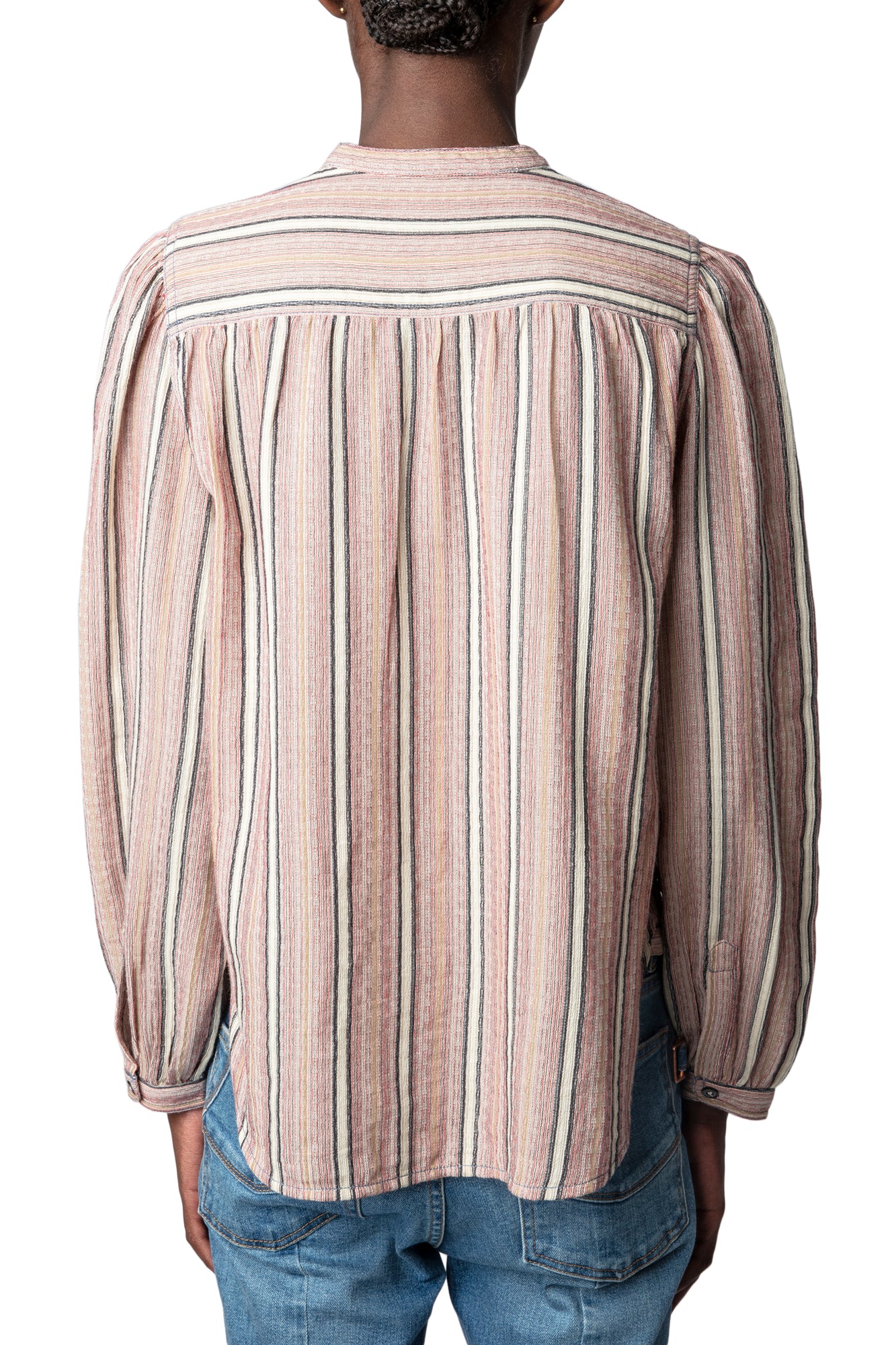 Teda Raye Embroidery Shirt | Pink Striped