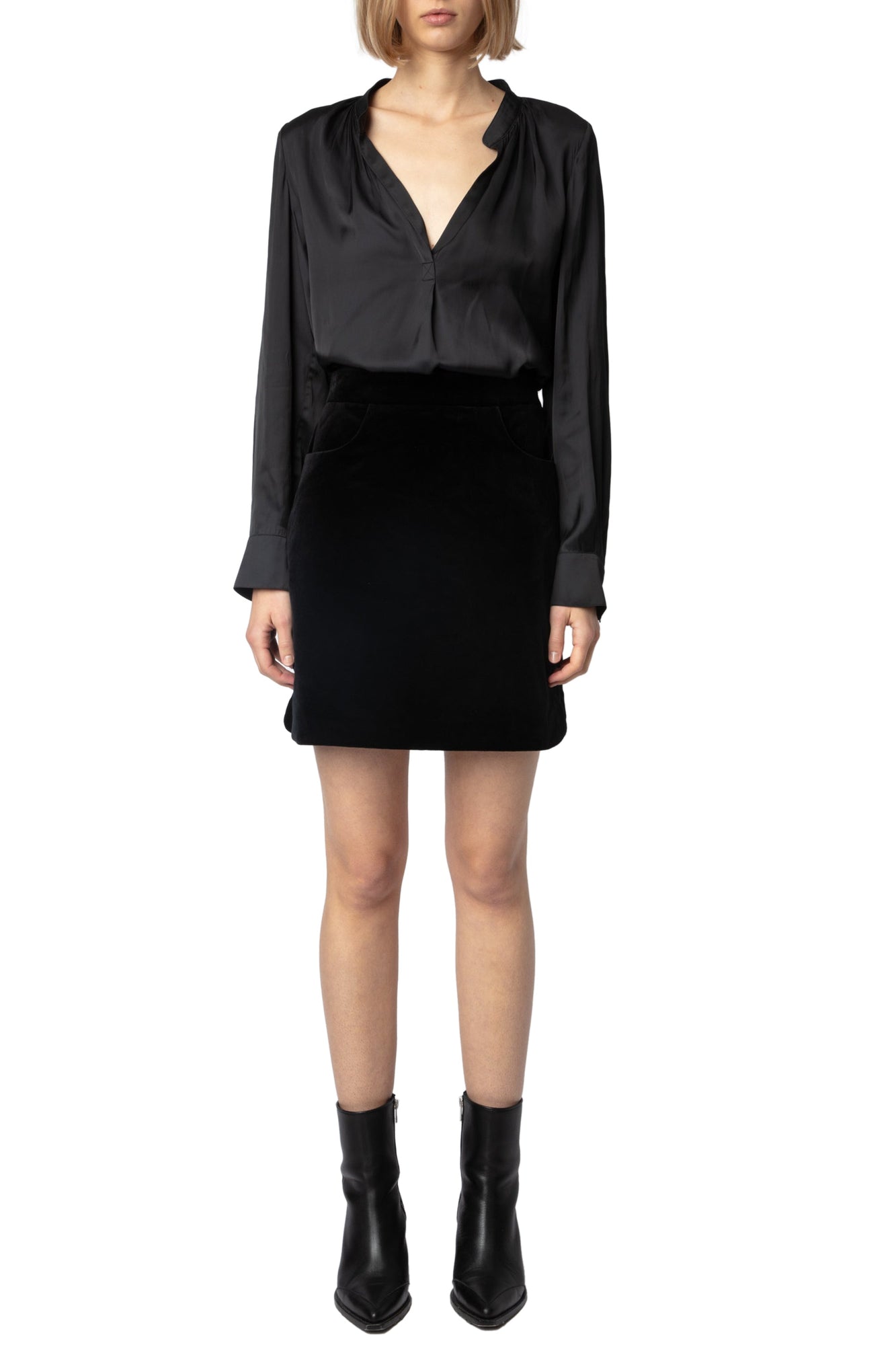 Zadig et Voltaire | Jinette Velvet Skirt | Black