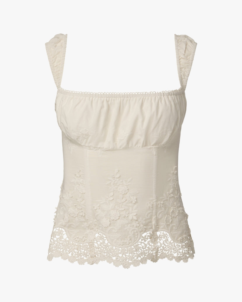 Wide Strap Ruched Cup Corset | Ivory