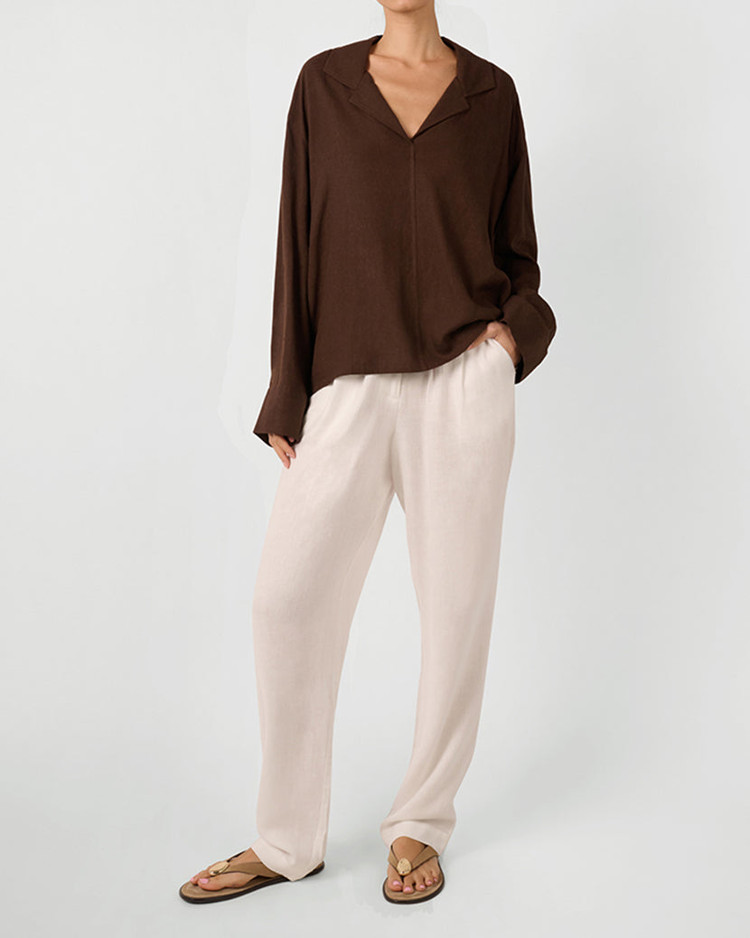 Kaftan Linen Top | Chestnut