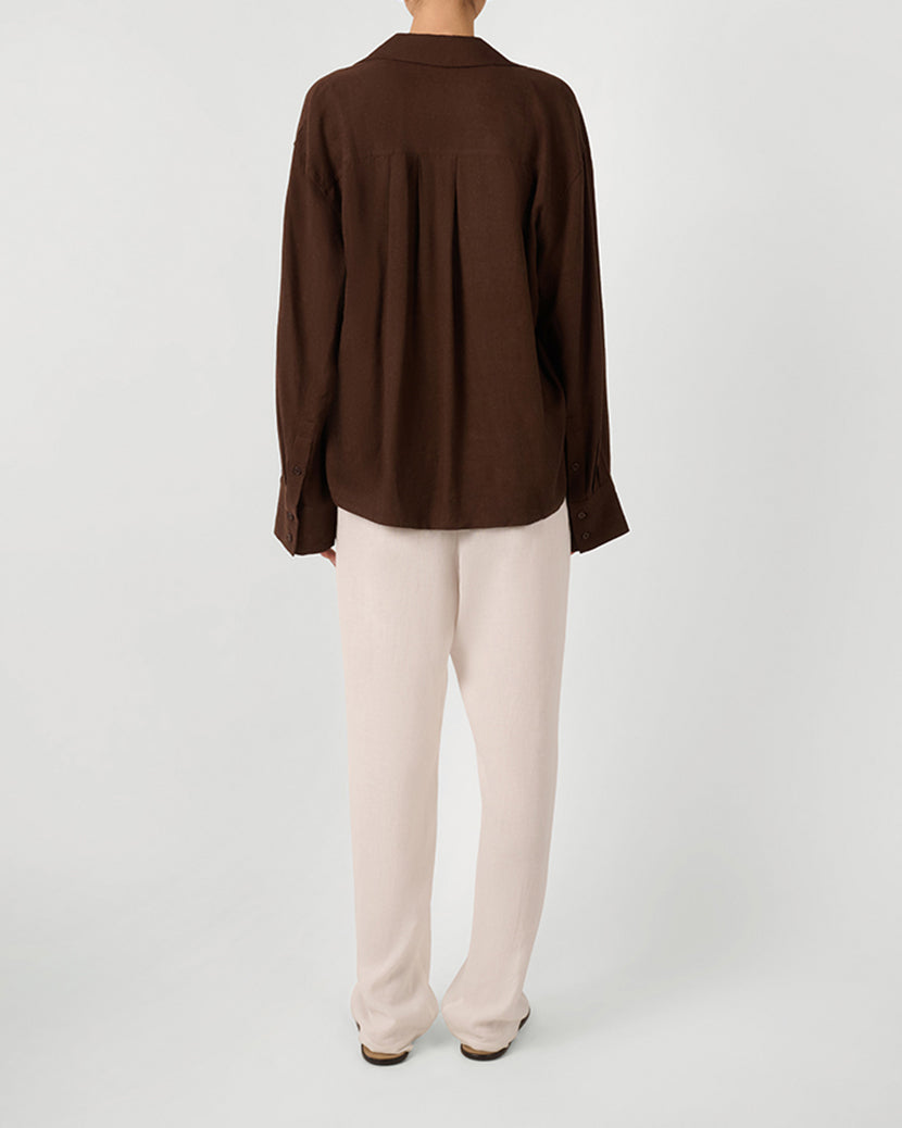 Kaftan Linen Top | Chestnut