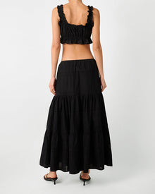 Ruffle Button Crop Top | Black