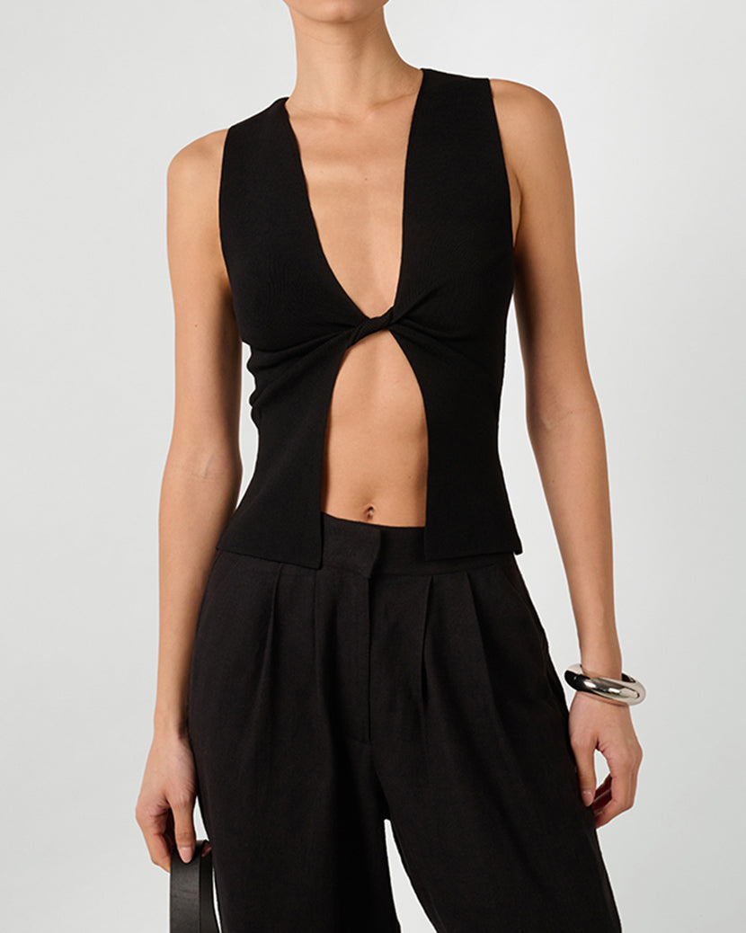 Twist Front Flyaway Tank | Black
