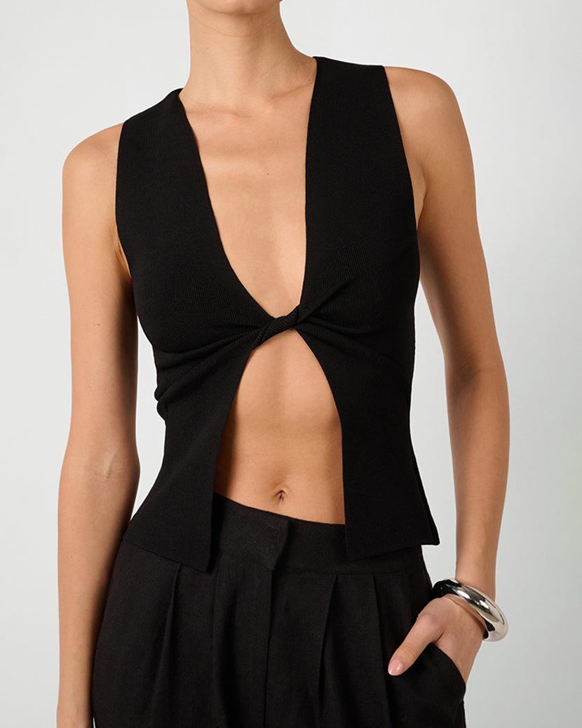 Twist Front Flyaway Tank | Black