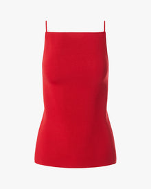 High Straight Neck Top | Red