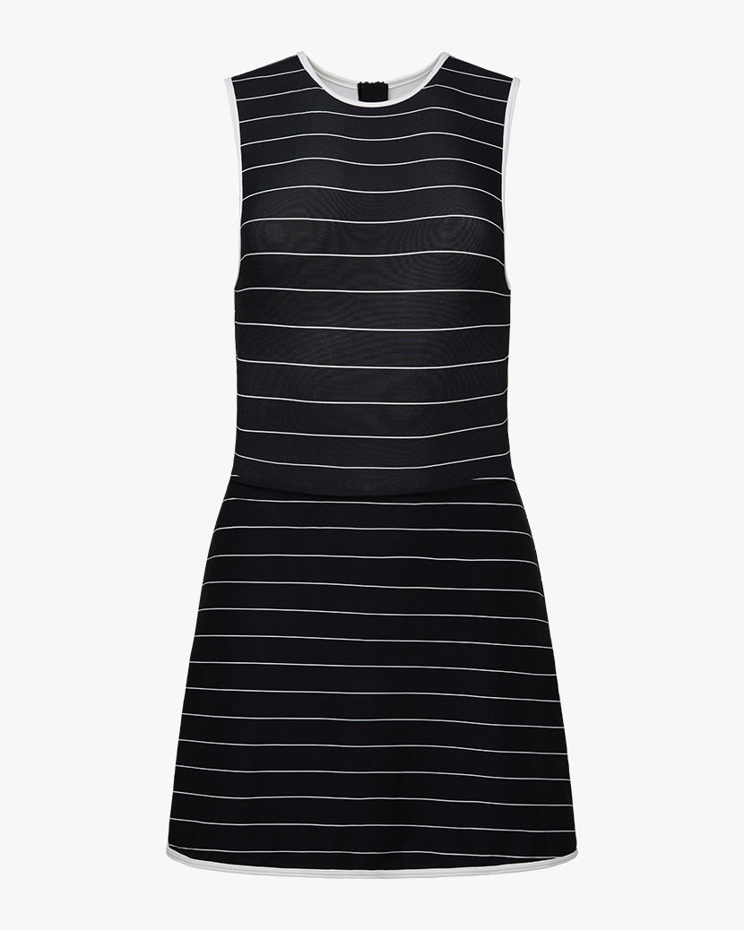 Pinstripe Active Dress | Black/Optic White