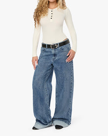 Crew Neck Henley Bodysuit | Ivory