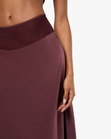 Midi Chiffon Cutout Skirt | Merlot