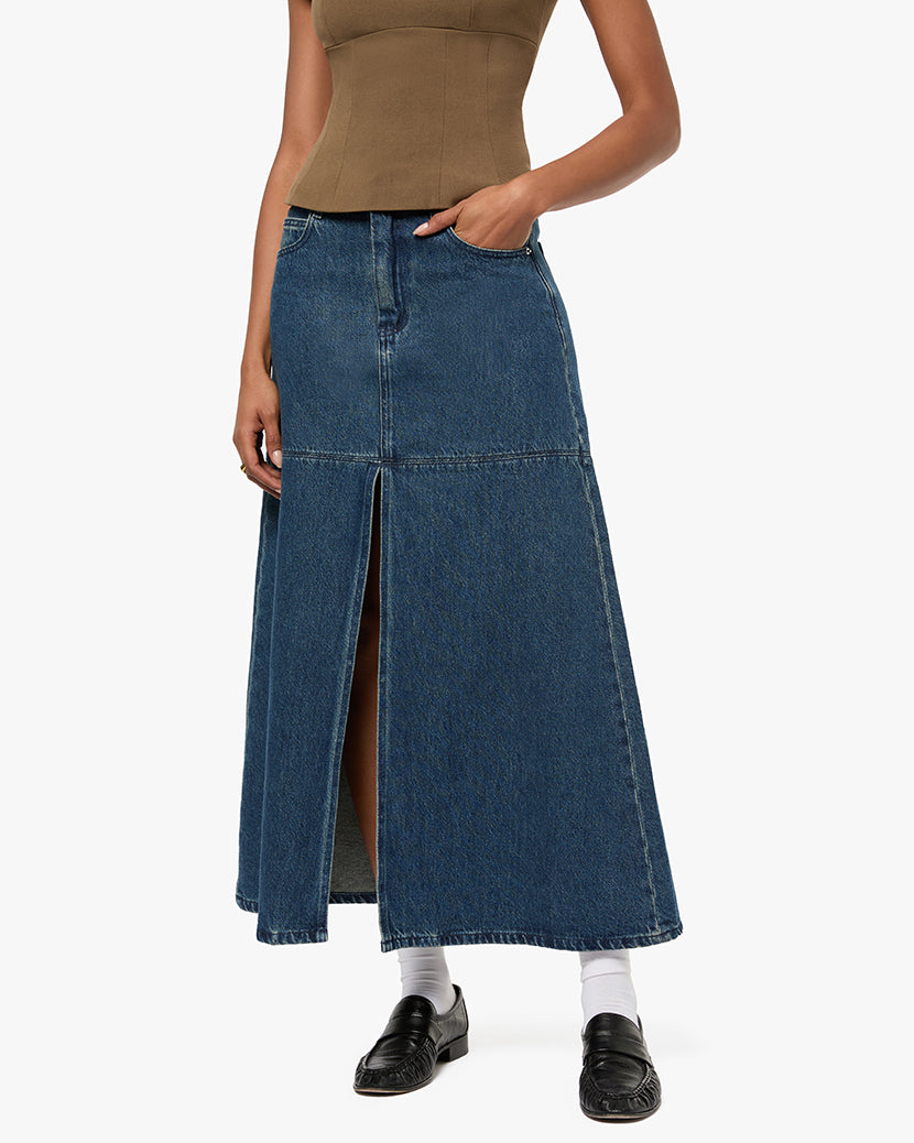 Denim Maxi Skirt | Raw Wash
