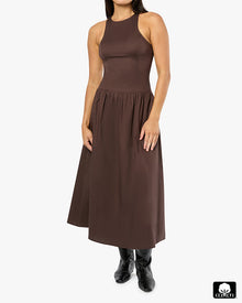 Halter Midi Dress | Brown
