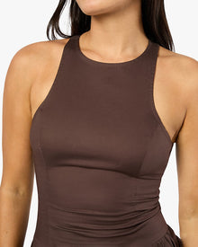 Halter Midi Dress | Brown