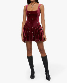 Corset Peplum Mini Dress | Burgundy