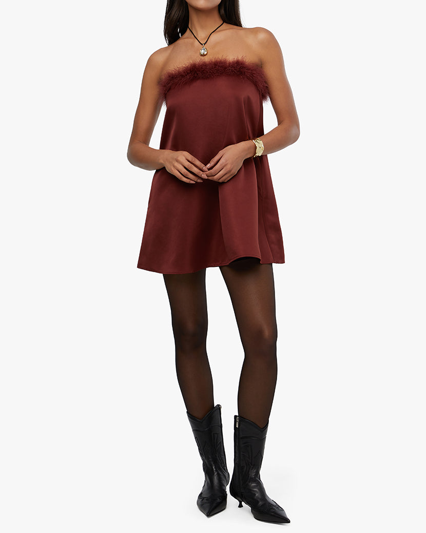 Strapless Mini Dress | Brown