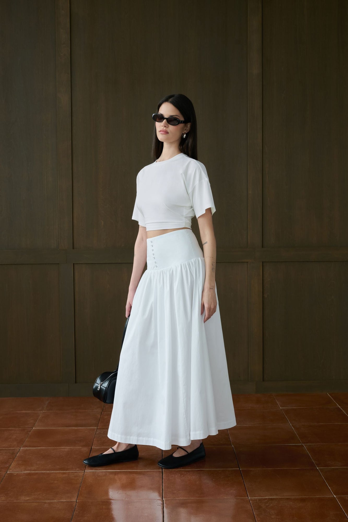 Drop Waist Maxi Skirt | Classic White