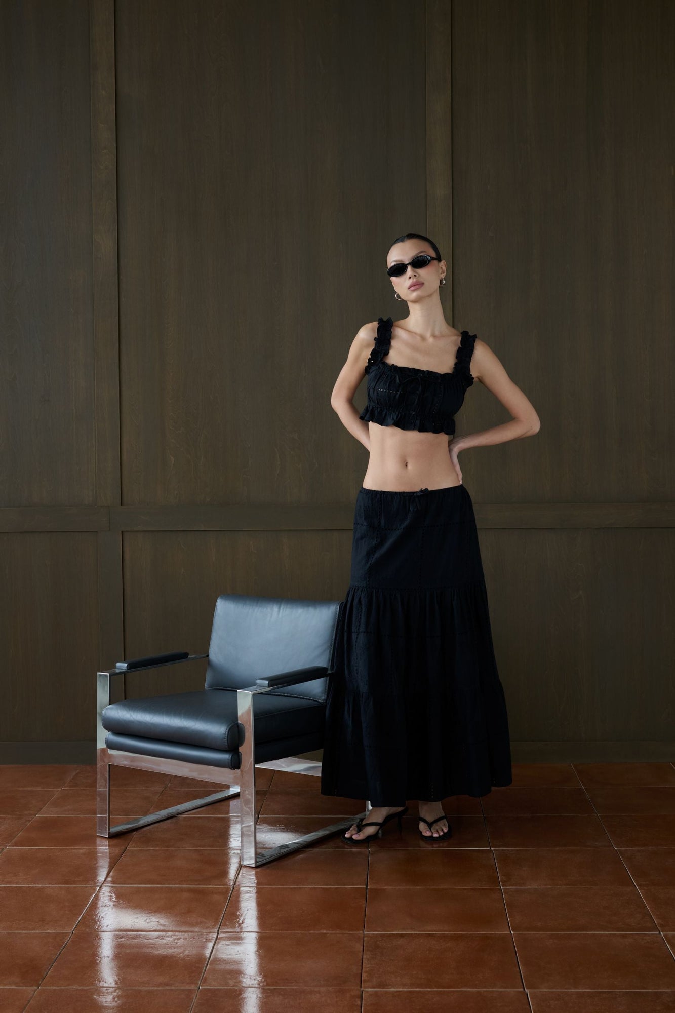 Midi Pull On Skirt | Black