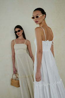 Ruffle Flare Midi Dress | Classic White