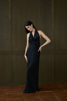 Cowl Halter Maxi Dress | Black