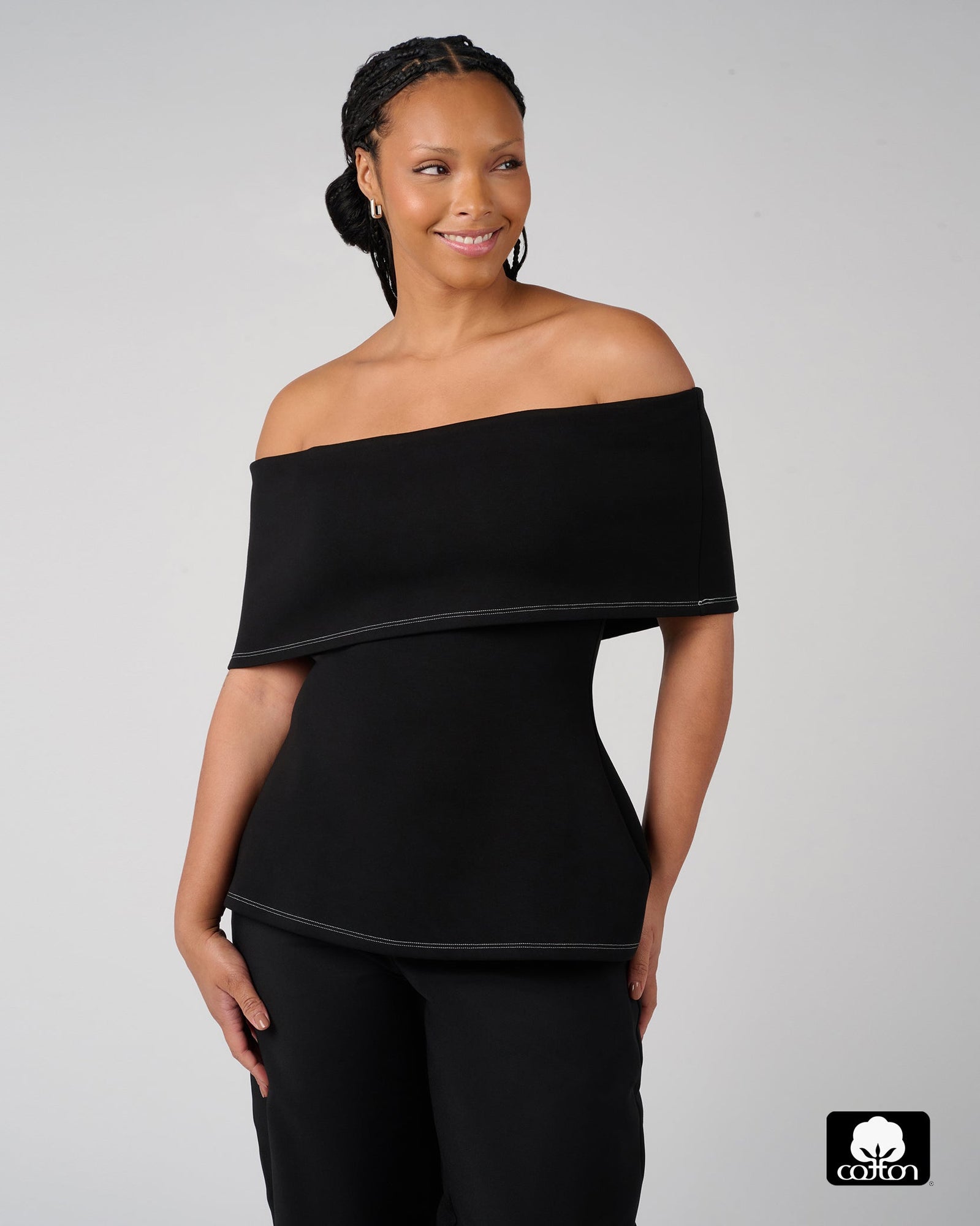 Off Shoulder Fold Over Top | Black