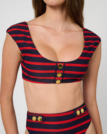 Off Shoulder Bikini Top | True Red/Dark Navy