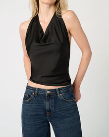 Halter Cowl Neck Top | Black