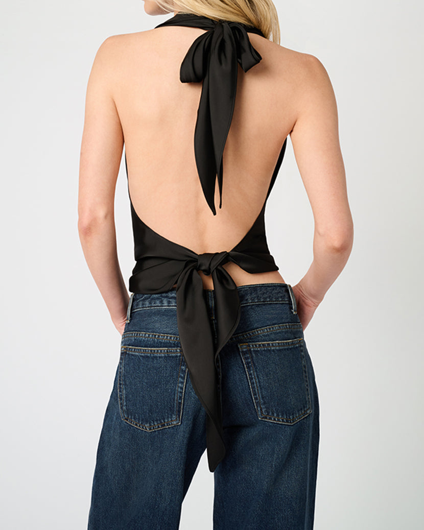 Halter Cowl Neck Top | Black