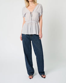 Gathered Cap Short Sleeve Top | Dove