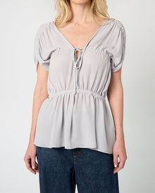 Gathered Cap Short Sleeve Top | Dove