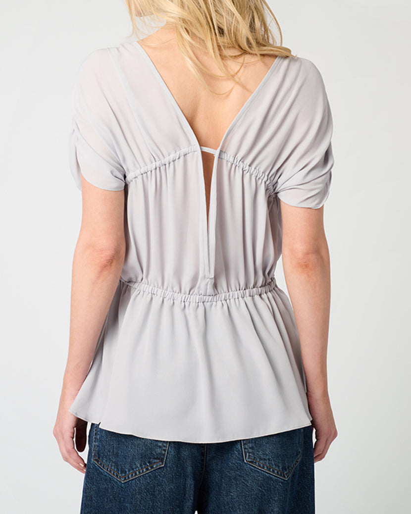 Gathered Cap Short Sleeve Top | Dove