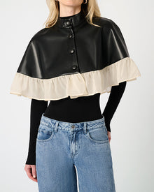 Ruffle Cropped Cape | Black/Sand