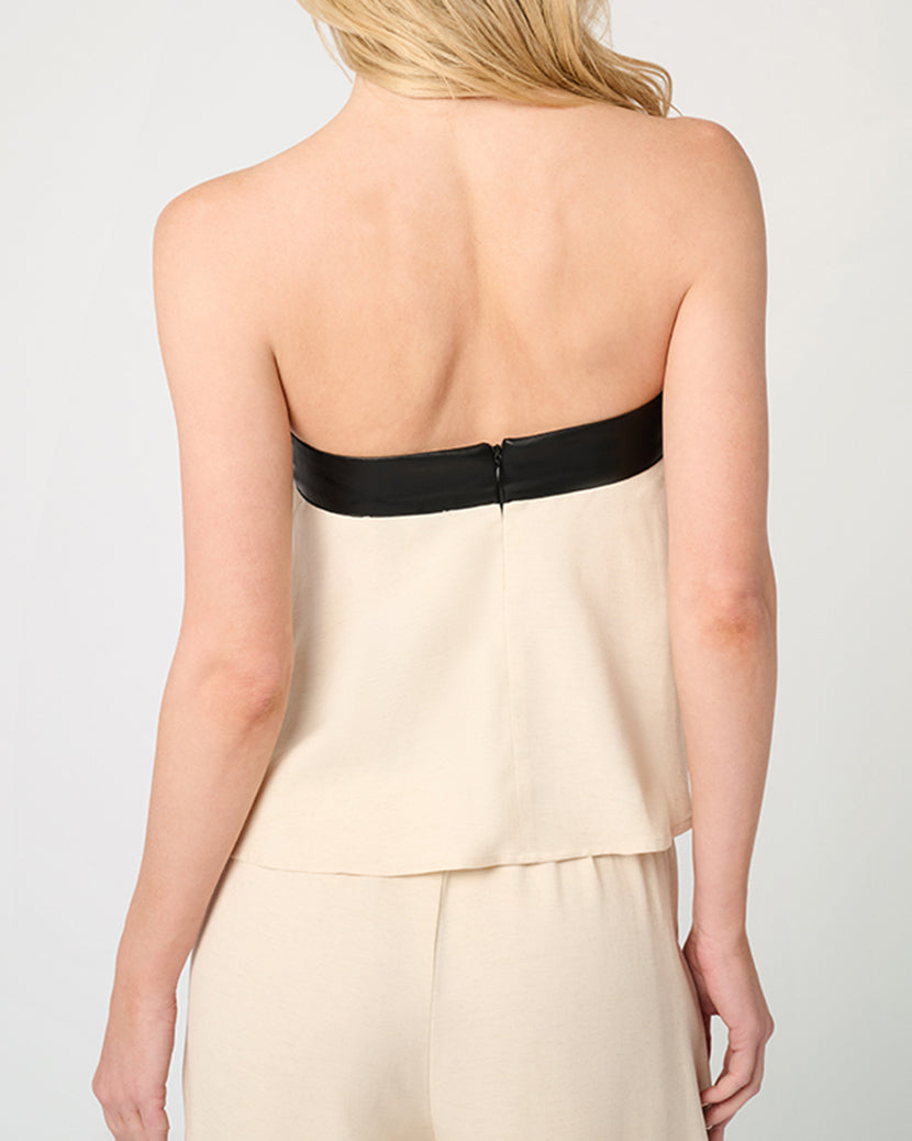 Strapless Top | Black/Taupe