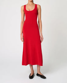Scoop Neck Midi Dress | Red
