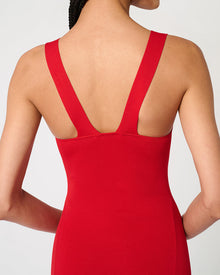 Scoop Neck Midi Dress | Red