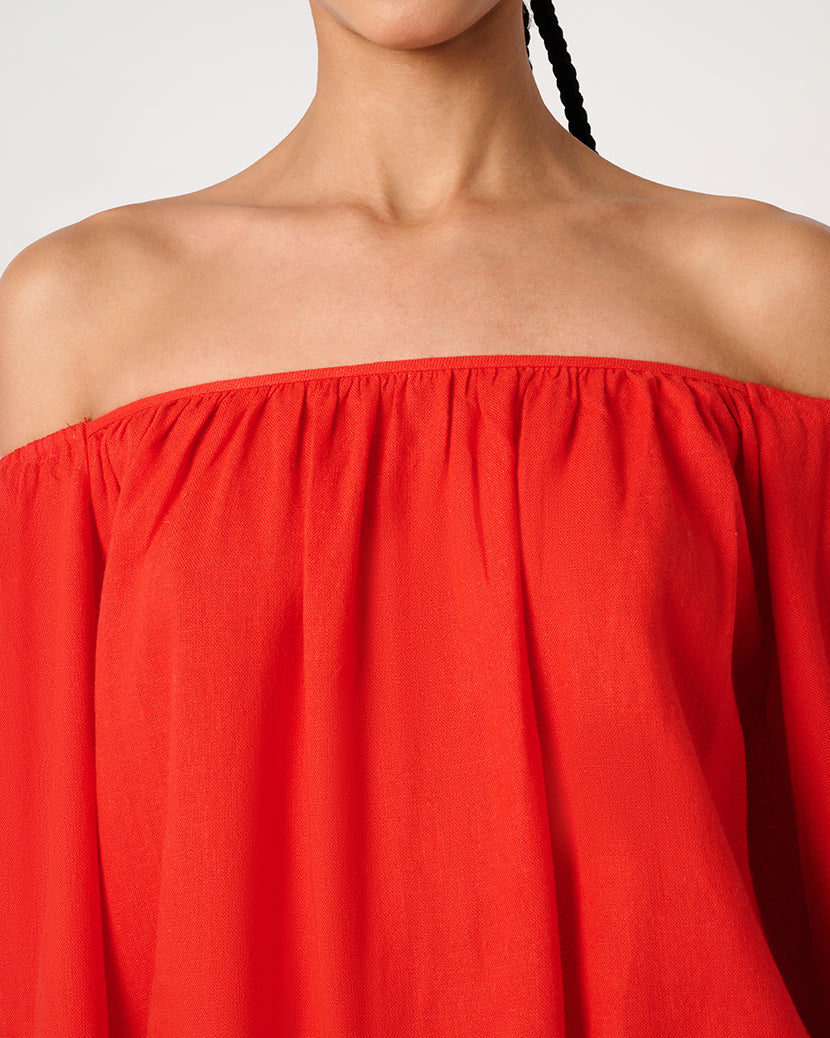 Off The Shoulder Top | Vibrant Red
