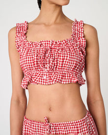 Ruffle Crop Top | Red