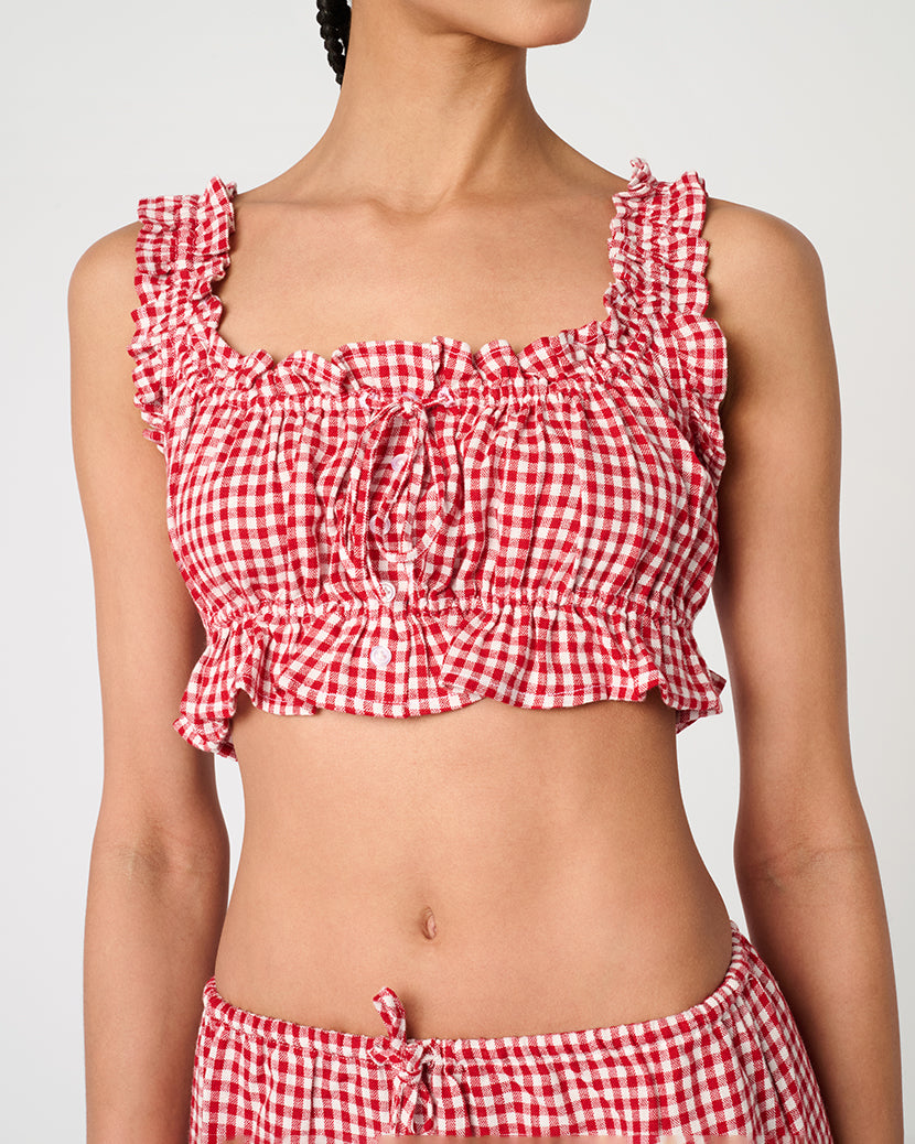 Ruffle Crop Top | Red