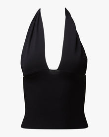 Knit Fine Sweater Halter Top | Black