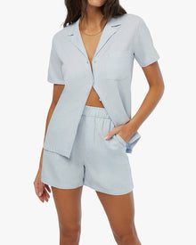 Elastic Linen Short | Light Blue