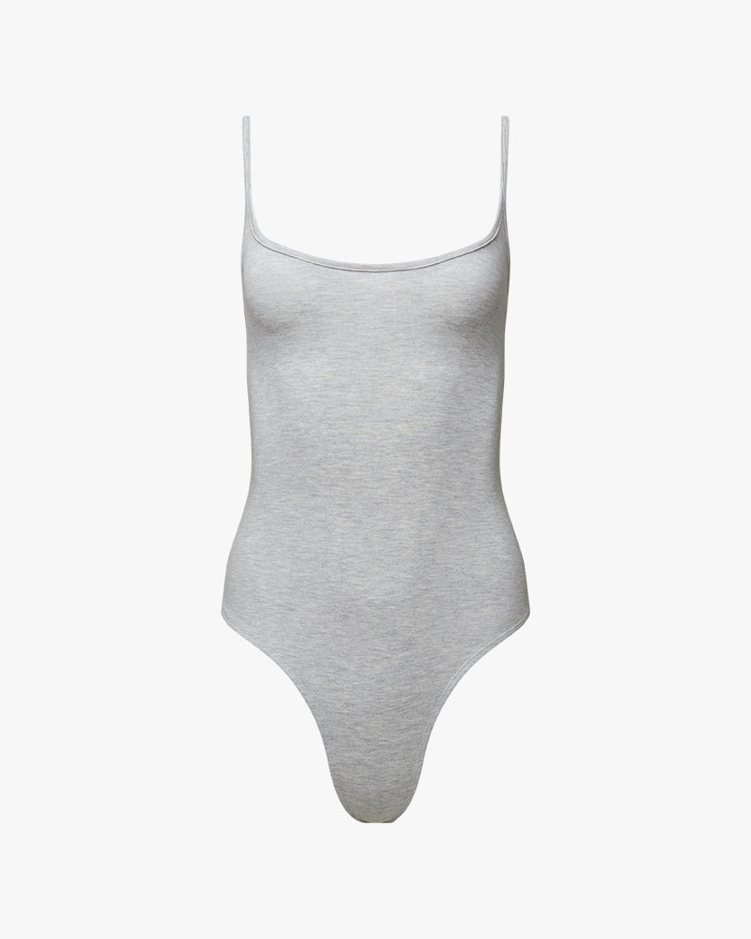 Scoop Cami Rayon Jersey Bodysuit | Heather Grey