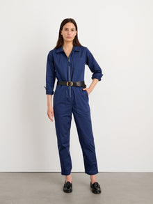 Women | Standard Zip Front Jumpsuit | Cotton Twill Marine Blue