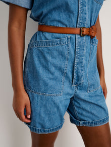 Women | Standard Short Jumpsuit | Denim Medium Wash