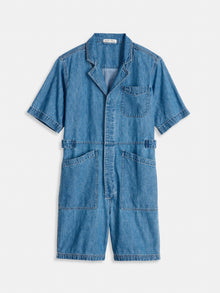 Women | Standard Short Jumpsuit | Denim Medium Wash