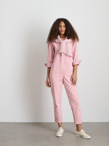 Women | Standard Zip Jumpsuit | Herringbone Blush Pink