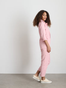 Women | Standard Zip Jumpsuit | Herringbone Blush Pink